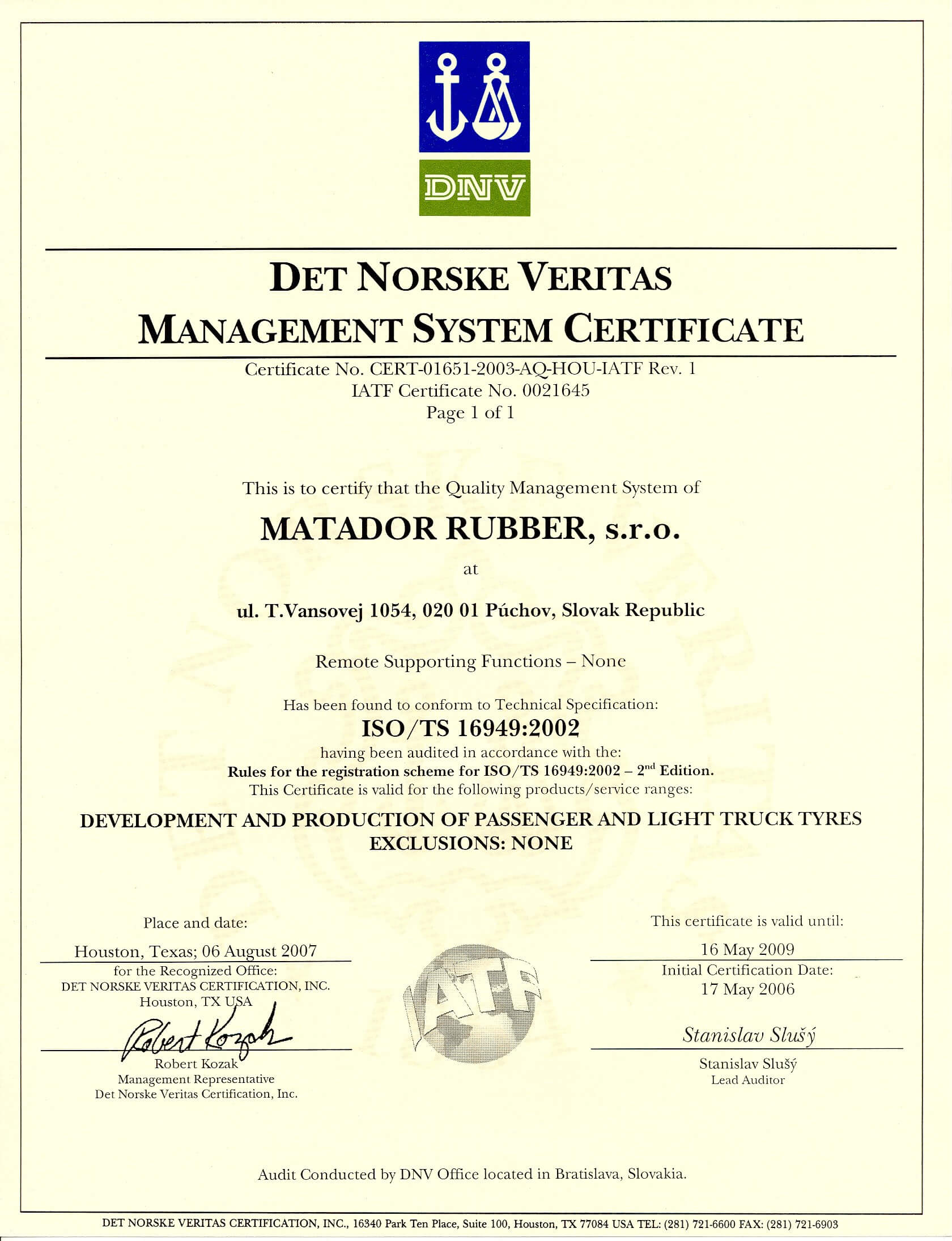 Matador ISO 9001
